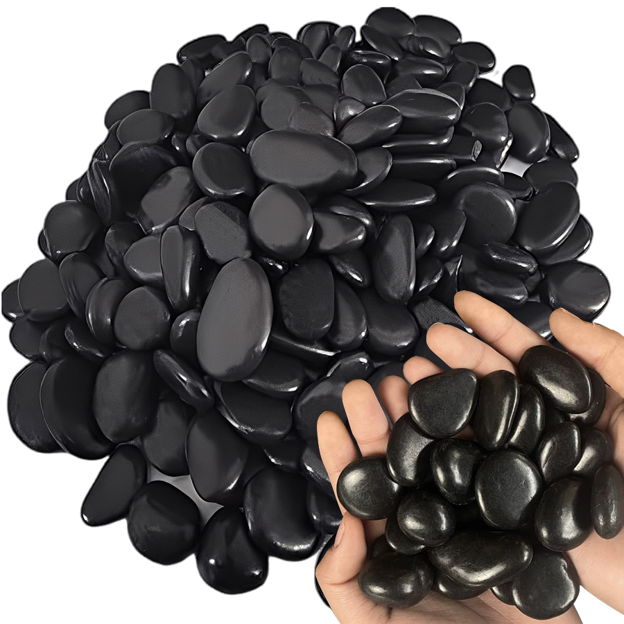 Aquarium Fishing - 200g Black High Polished Natural Pebbles