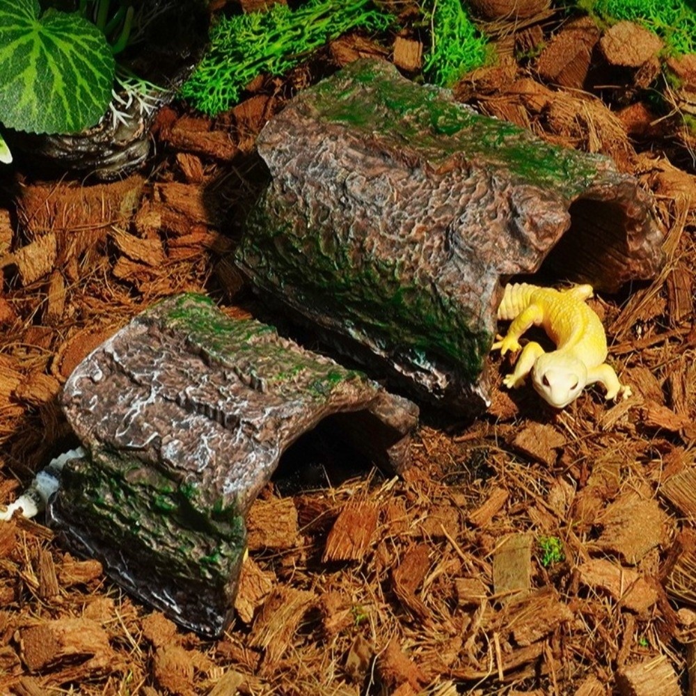 Aquarium Fish Cave - Simulation Reptile Hideout Hollow Bark Texture