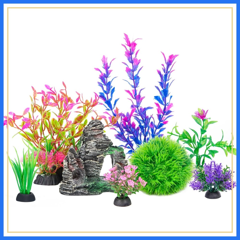 Aquarium Goldfish - Aquarium Artificial Plastic Plants and Rock