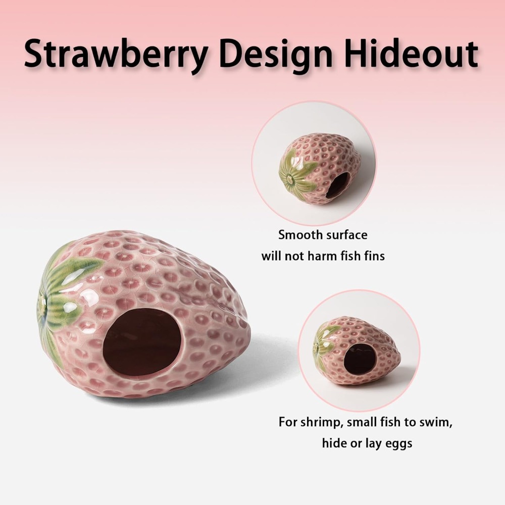 Strawberry Cave Hideout for Be - Aquarium Fish Cave ulasan dan harga