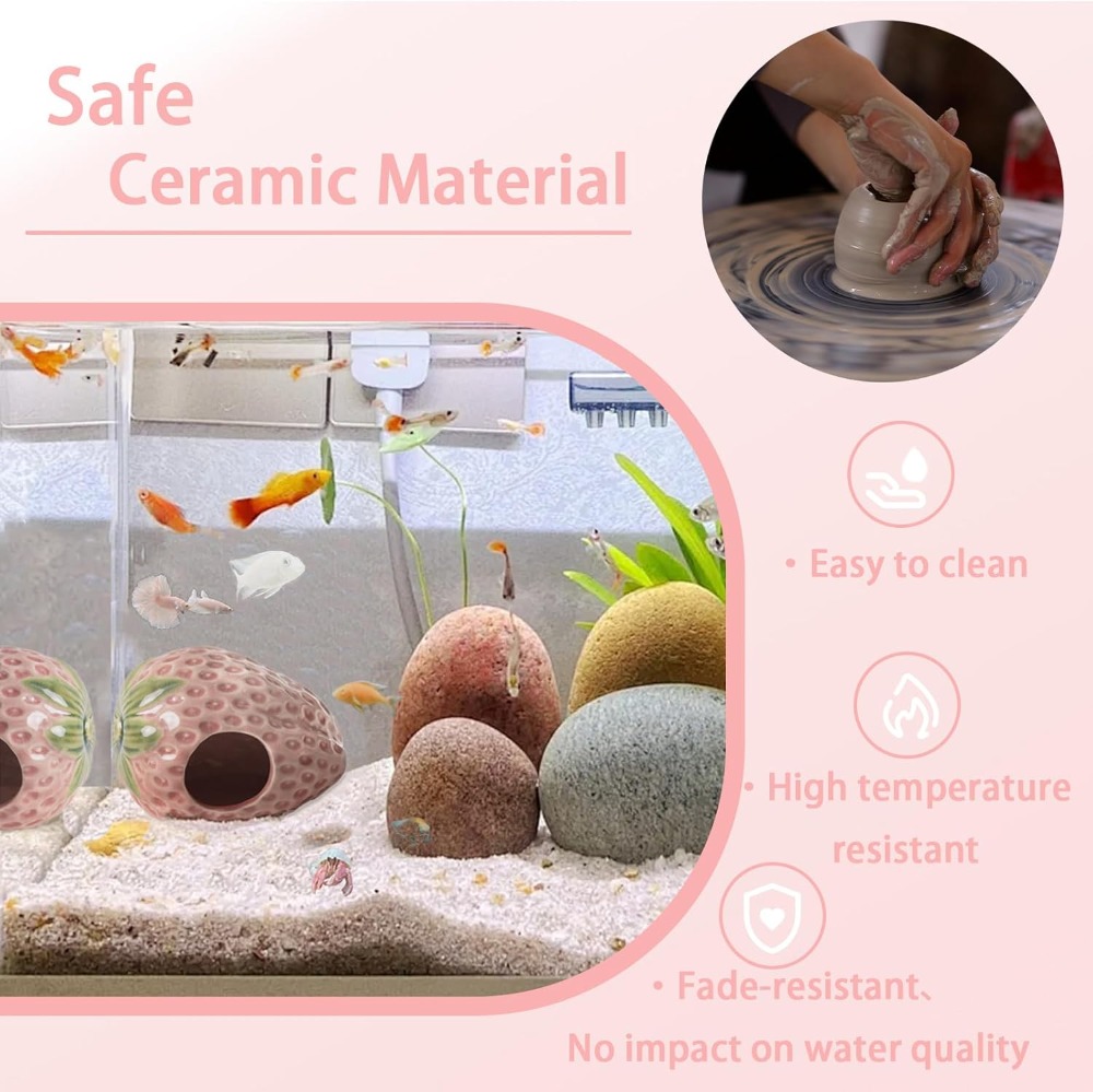 Strawberry Cave Hideout for Be - Aquarium Fish Cave ulasan dan harga